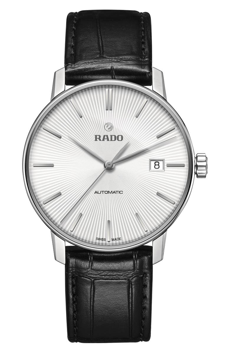 RADO Coupole Classic Automatic Leather Strap Watch, 38mm, Main, color, 