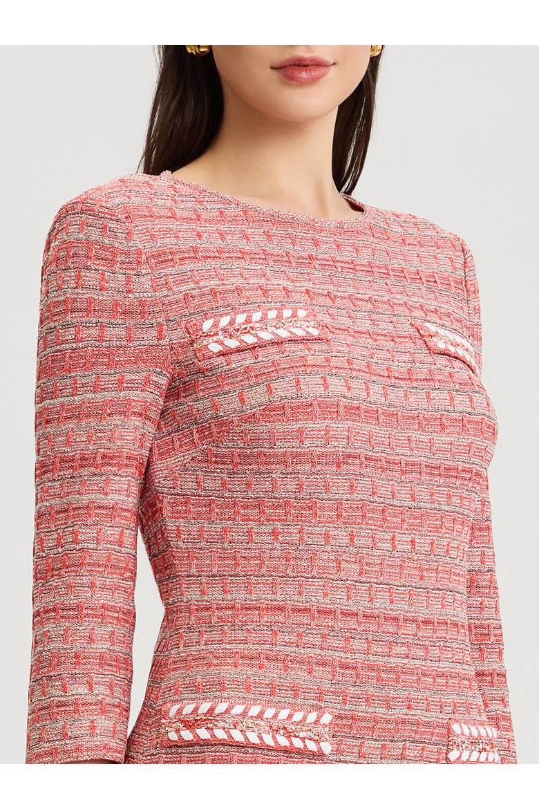 Whipstitch Tweed Knit Sheath Dress, Alternate, color, Cherry Ember/Biscotti/Black