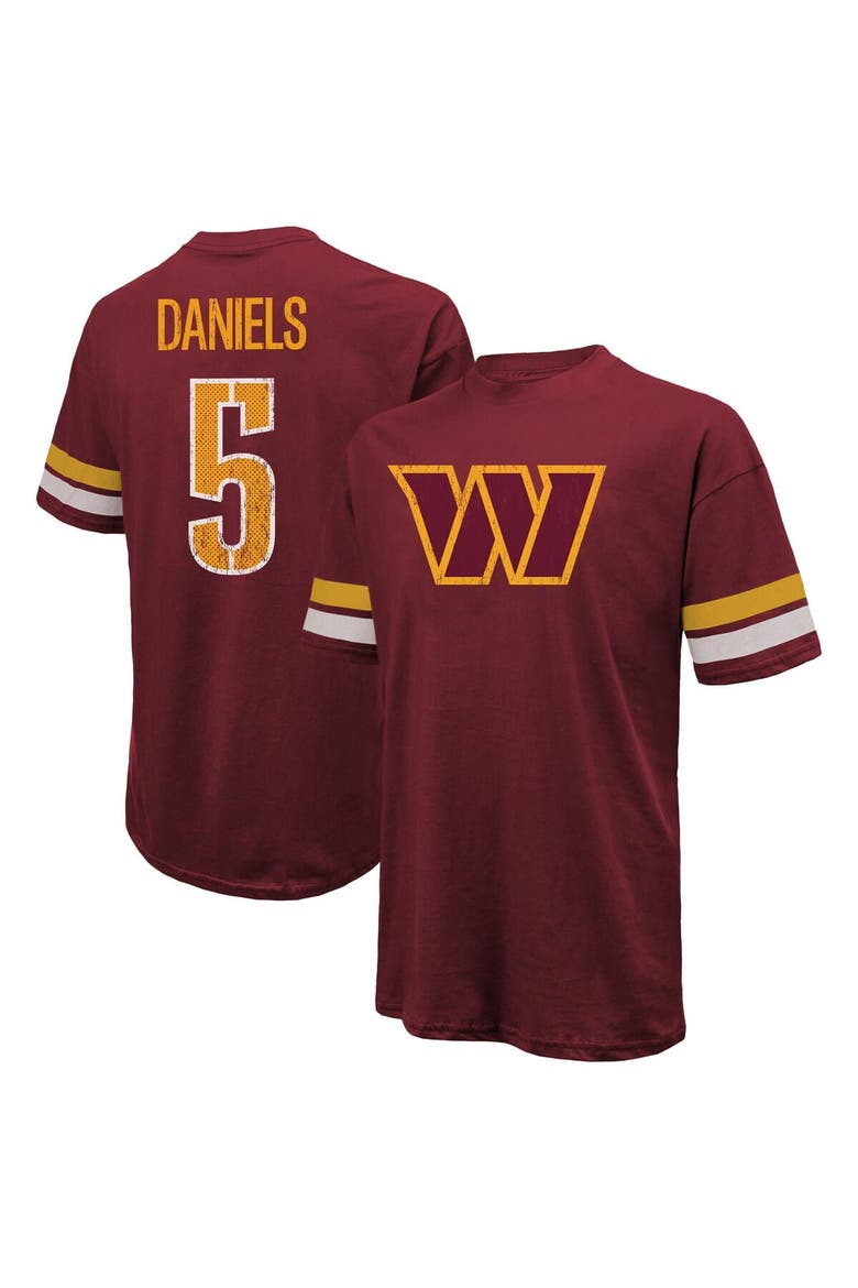 Men's Majestic Threads Jayden Daniels Burgundy Washington Commanders Name & Number Oversize Fit T-Shirt, Main, color, Burgundy