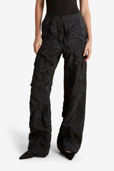 Crushed Pinstripe Parachute Trouser