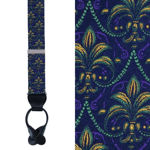 The French Quarter Fleur-de-Lis Silk Novelty Button End Suspenders (Braces)