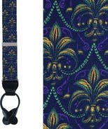 Trafalgar The French Quarter Fleur-de-Lis Silk Novelty Button End Suspenders
