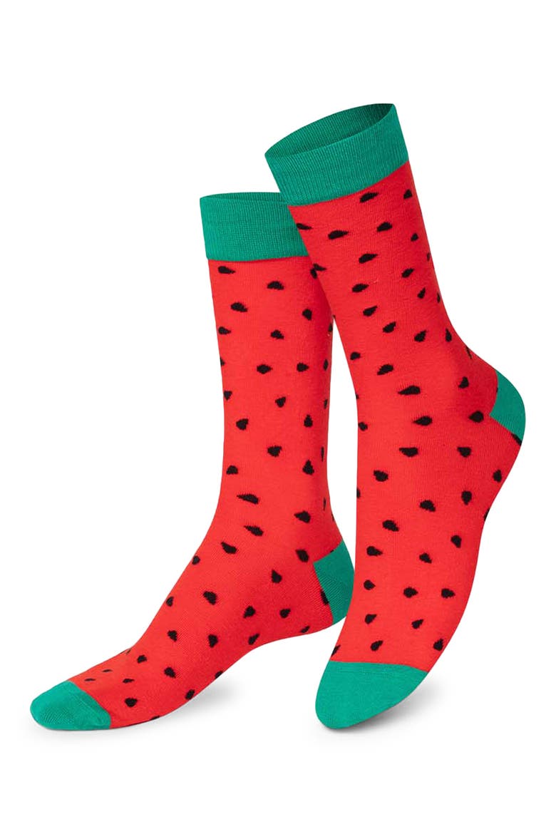 Watermelon Pop 3D Crew Socks, Main, color, WATERMELON