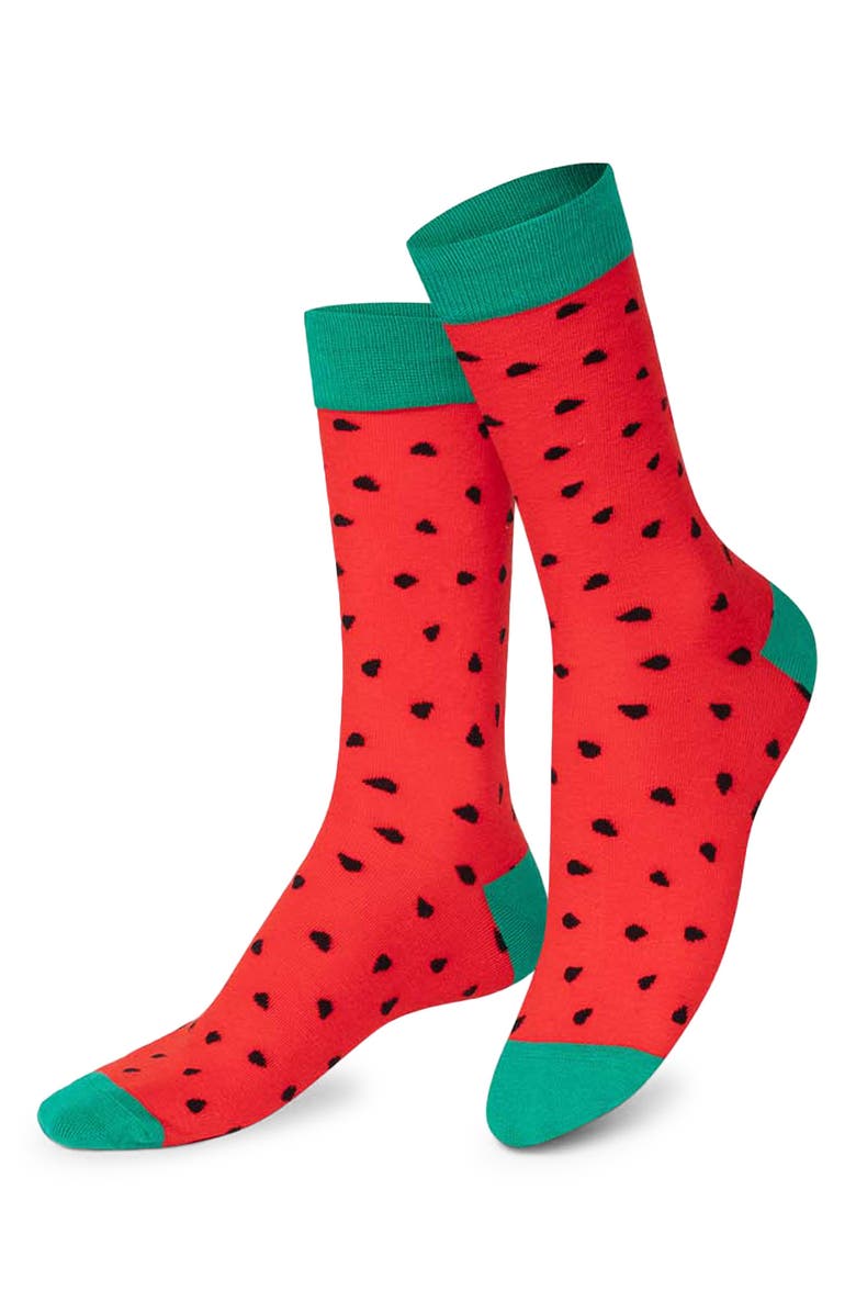 doiy Watermelon Pop 3D Crew Socks, Main, color, Watermelon