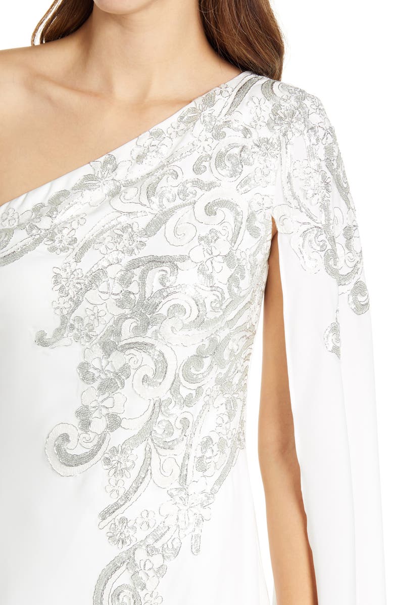 Tadashi Shoji Sequin Cape Sleeve Gown, Alternate, color,