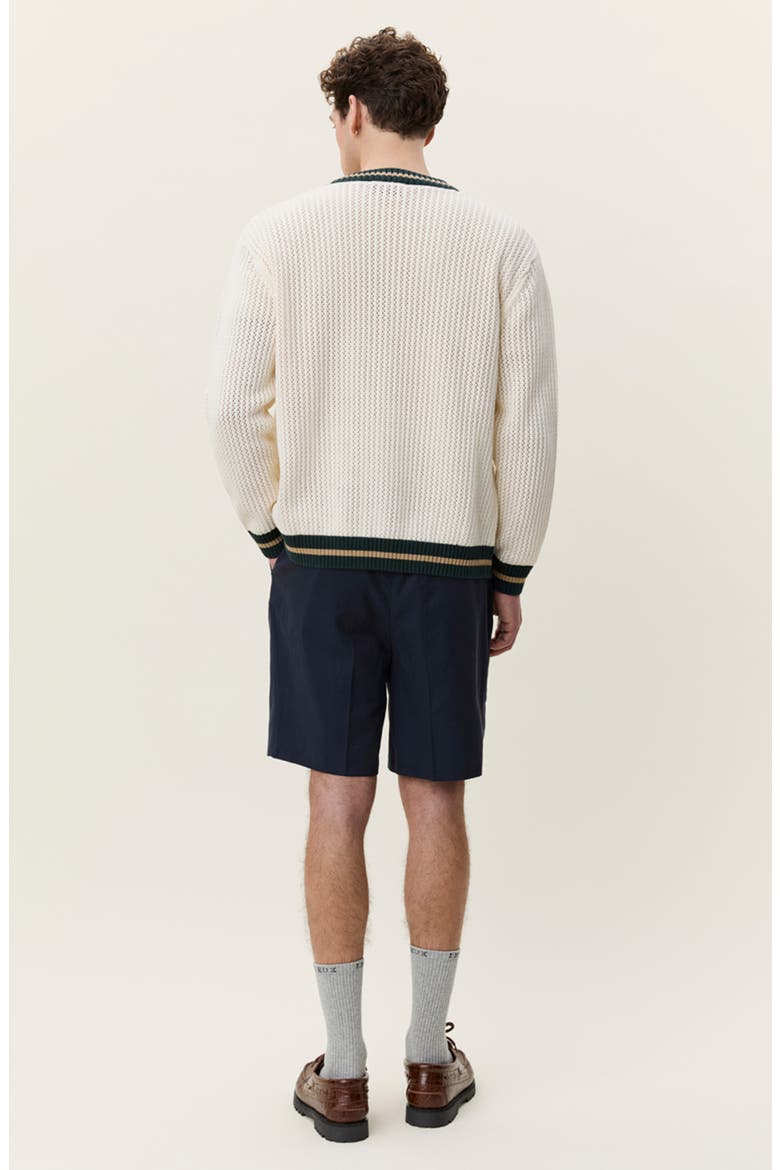 Lace Stitch Cotton Cardigan, Alternate, color, EGGNOG WHITE