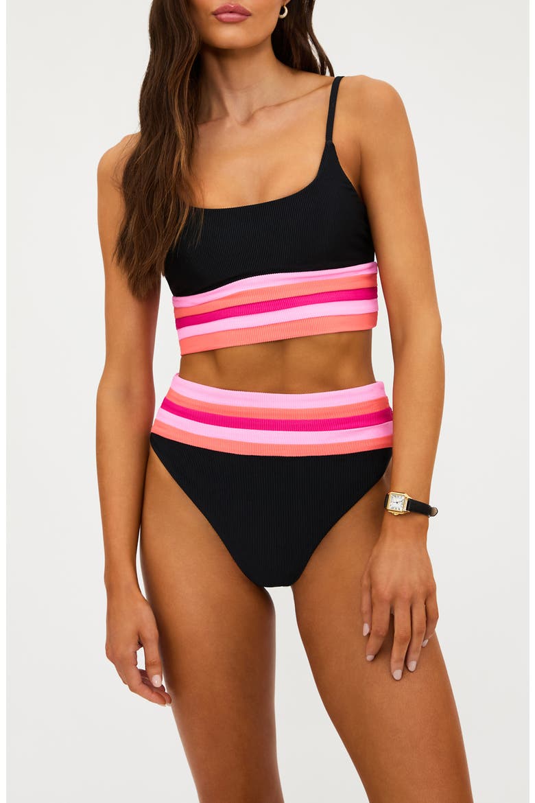 Millie Colorblock High Waist Bikini Bottoms, Alternate, color, RUBY COLORBLOCK