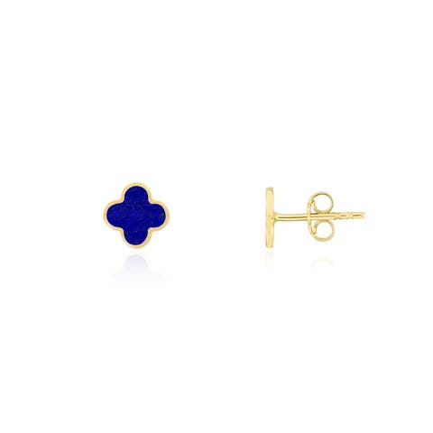 Mini Lapis Clover Stud Earrings