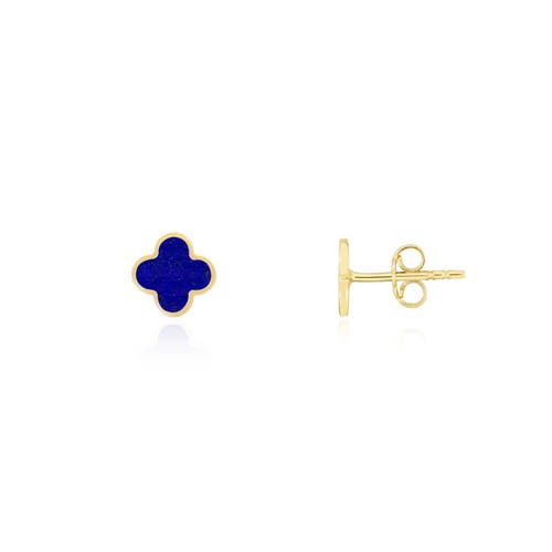 The Lovery Fine Jewelry Mini Lapis Clover Stud Earrings In Blue
