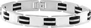 Bliss Diamond Men's Steel And Black Two Tone, Two striped 10mm Link 8.5 " Bracelet