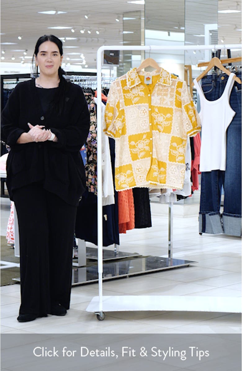 Lace Patchwork Cotton Button-Up Shirt, sales video thumbnail