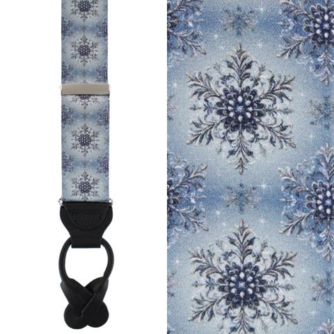 Big and Tall Clarence The Classy Snowflake Silk Holiday Button End Brace