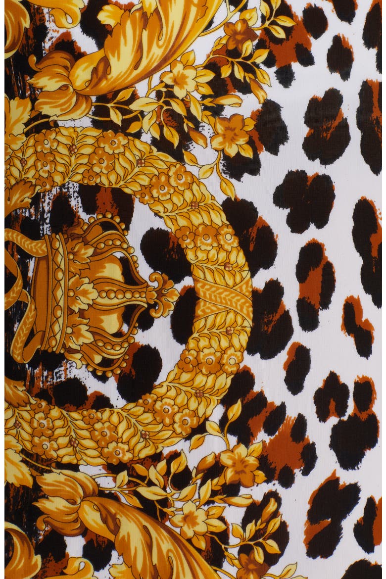 Animal Print One Shoulder One-Piece Swimsuit, Alternate, color, BLACK/ GOLD
