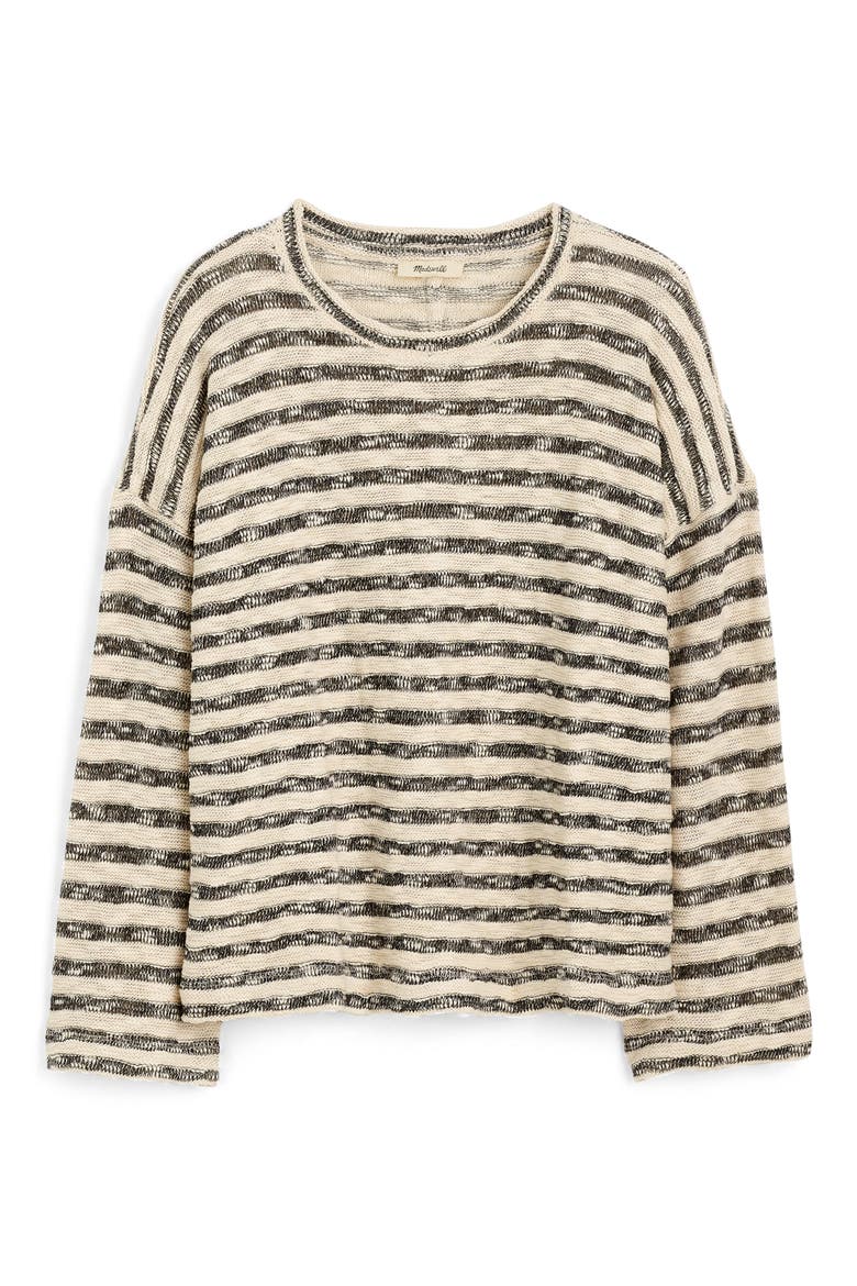 Stripe Crewneck Long Sleeve T-Shirt, Alternate, color, NATURAL