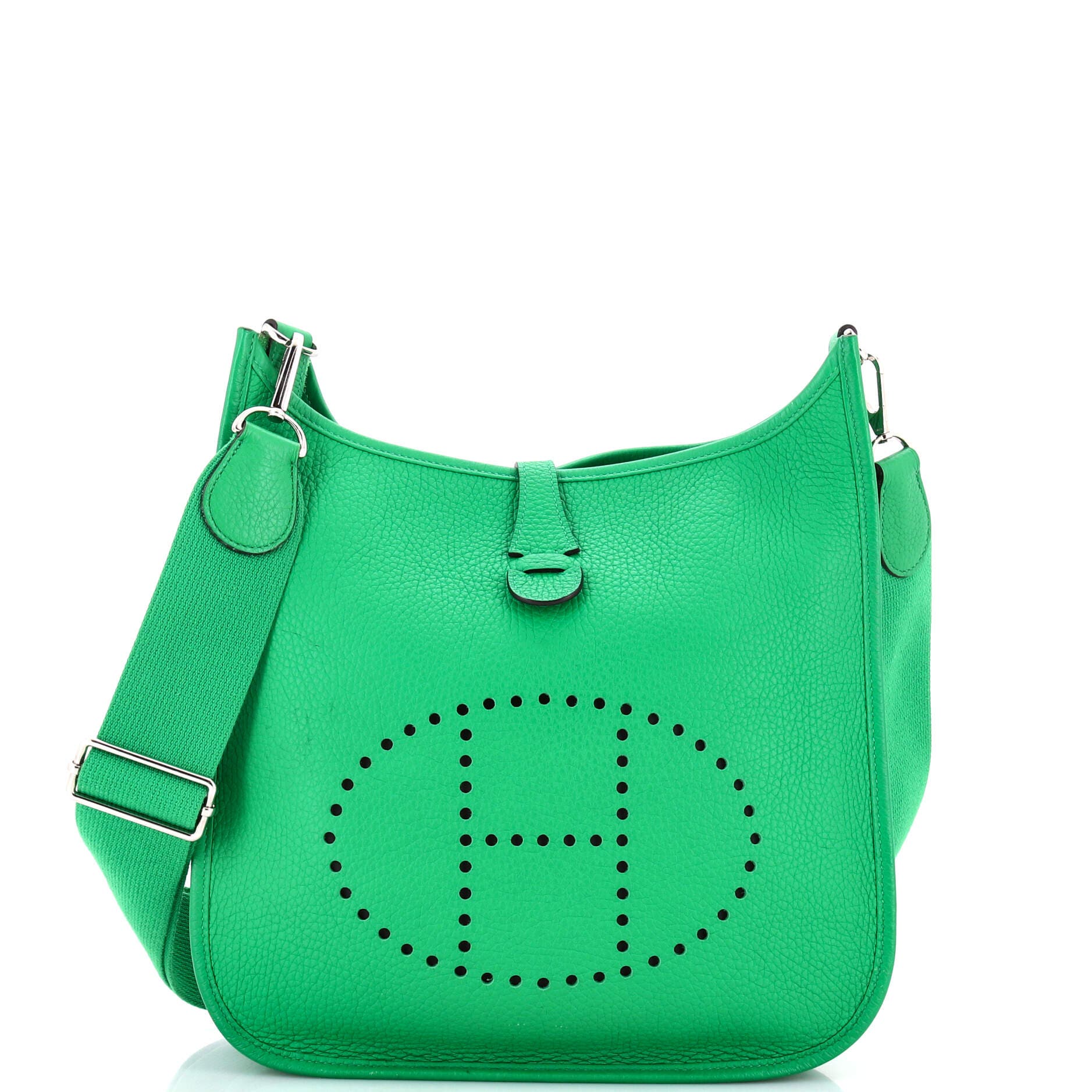 Pre-Owned Hermes Evelyne Bag Gen III Clemence PM, Main, color, Green