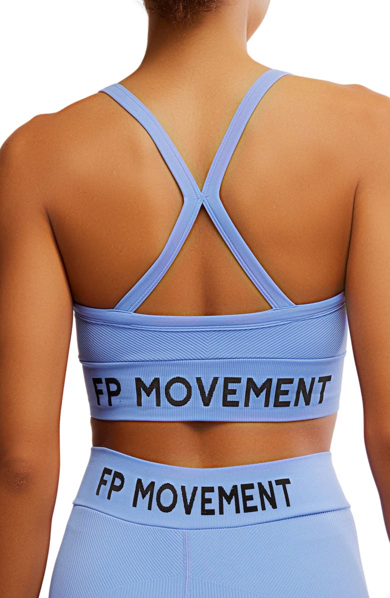 Free People FP Movement Long Haul Logo Sports Bra, Alternate, color, High Dive