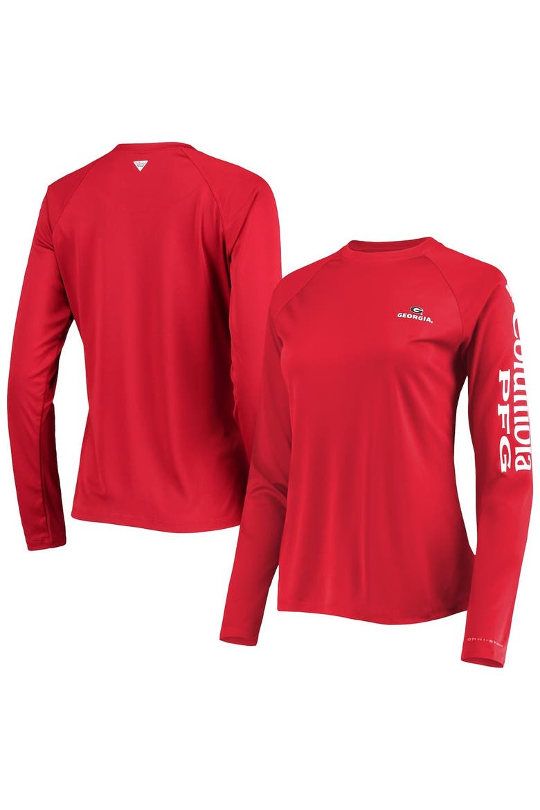 Women's Columbia Red Georgia Bulldogs PFG Tidal Long Sleeve T-Shirt, Main, color, Red