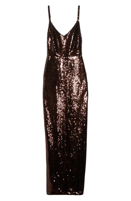 L'agence Karma Sequin Maxi Dress In Brown