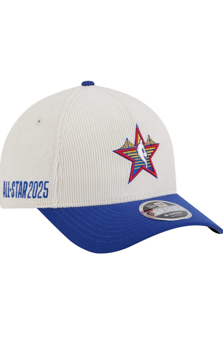 New Era Men's New Era White/Royal 2025 NBA All-Star Game Big Star Corduroy A-Frame 9FORTY Adjustable Hat, Main, color, 