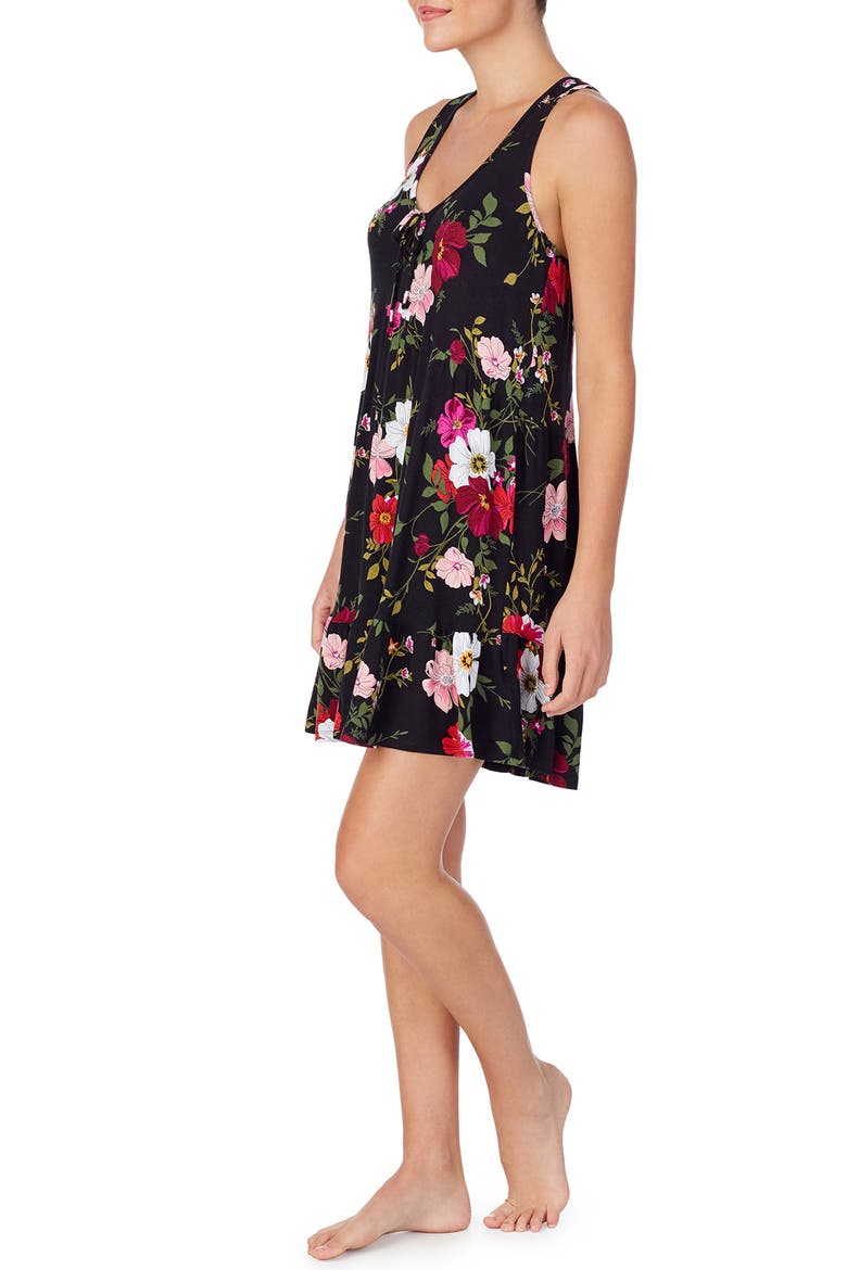 Room Service Print Chemise, Alternate, color, BLACK FLORAL