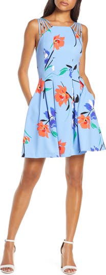 Robe Vince Camuto Multistrap Fit & Flare - Taille 10, Bleue, Neuf Avec étiquette (NWT)