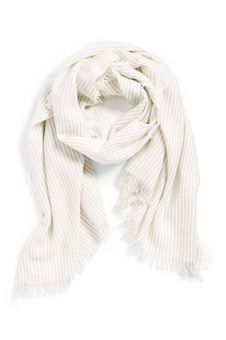 Thin Stripe Scarf, Main, color, GREY/ IVORY
