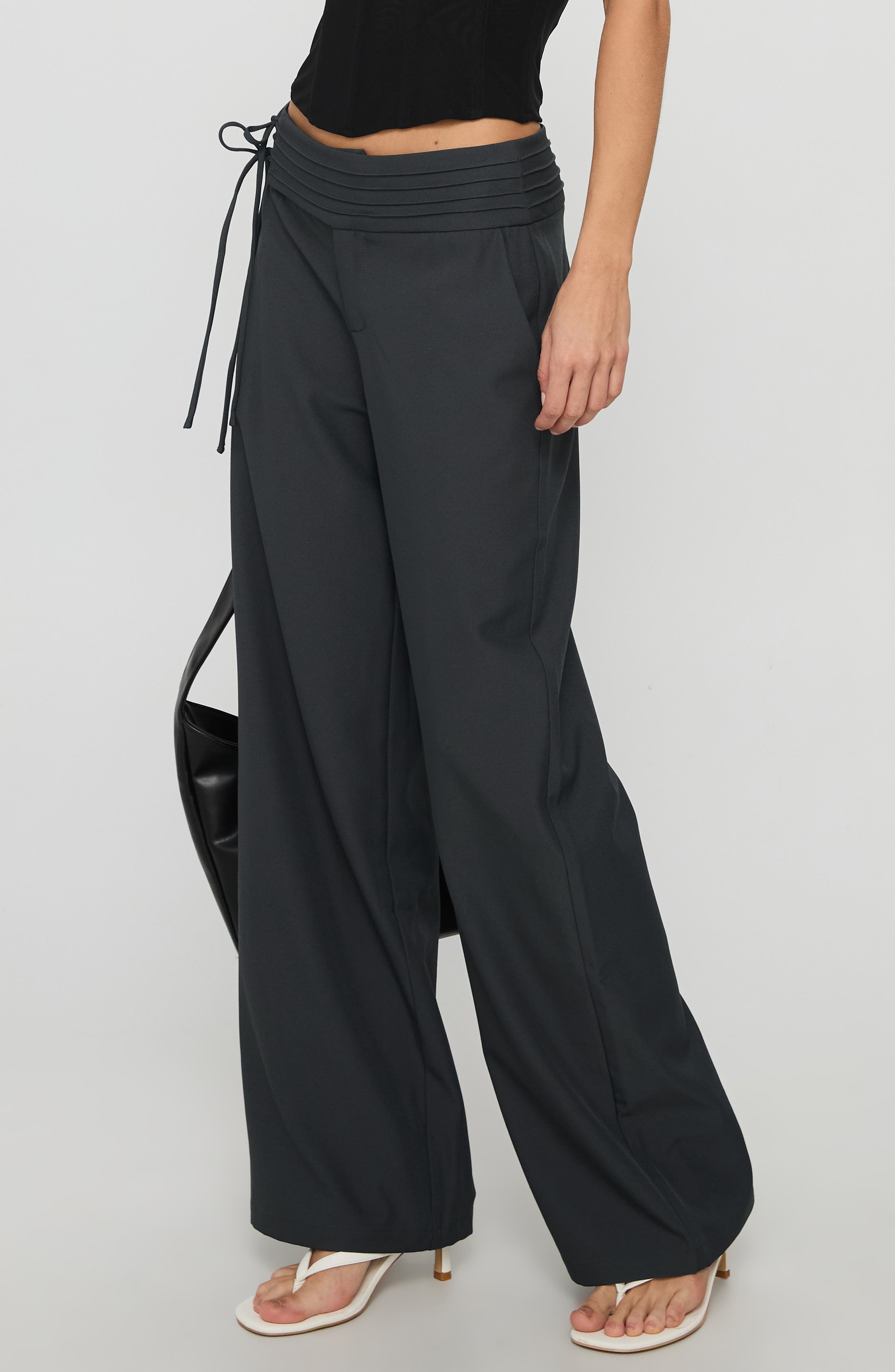 Princess Polly Good Riddance Side Tie Wide Leg Pants (Women) | Nordstrom