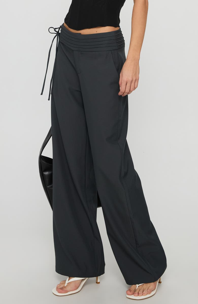 Princess Polly Good Riddance Side Tie Wide Leg Pants, Alternate, color, Charcoal