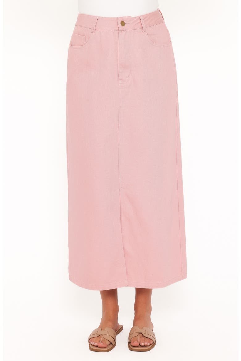 Dana Front Slit Denim Midi Skirt, Alternate, color, DUSTY PINK