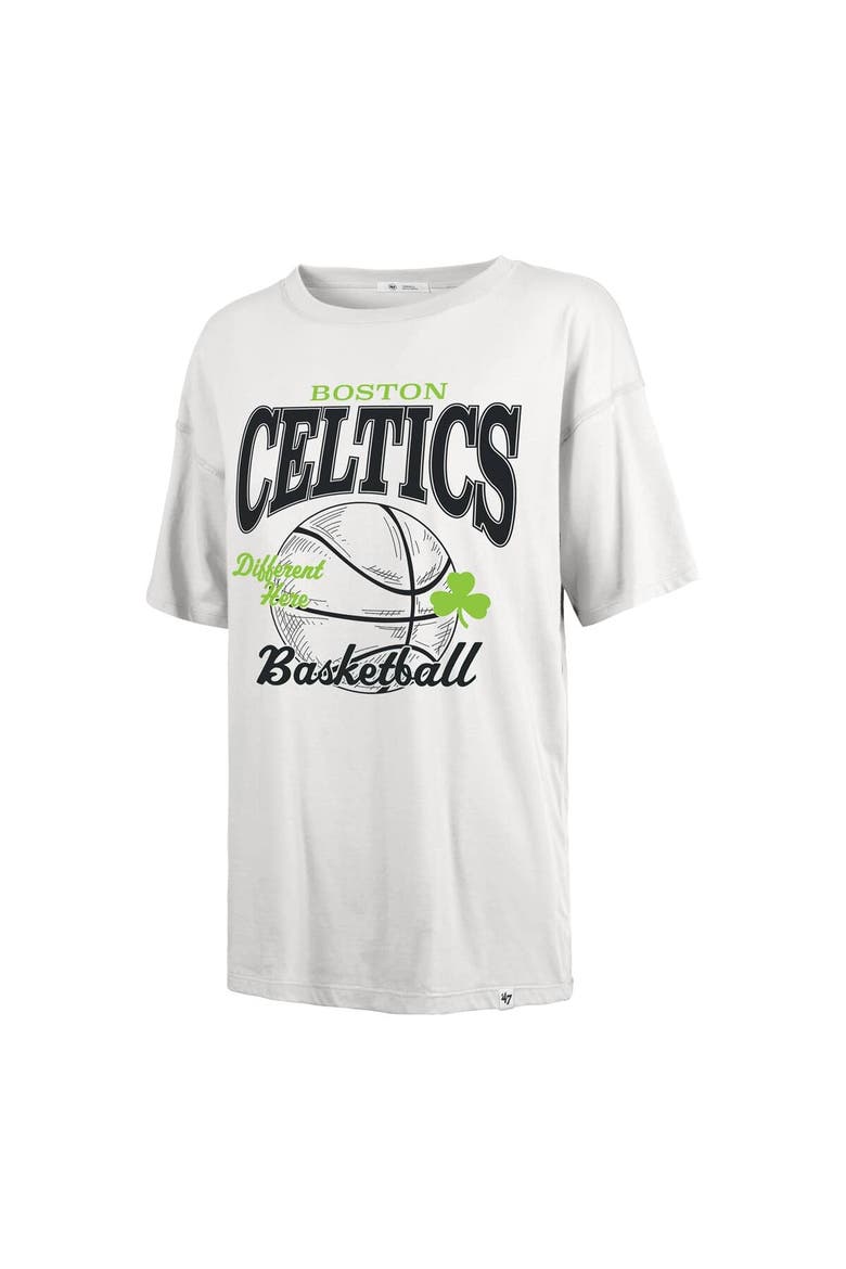 Women's '47  White Boston Celtics City Edition Down Court Sadie T-Shirt, Alternate, color, White