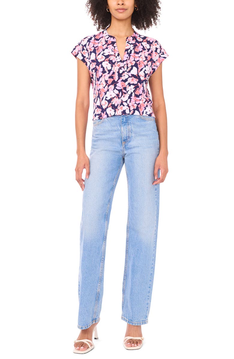 Vince Camuto Floral Top, Alternate, color, Classic Navy