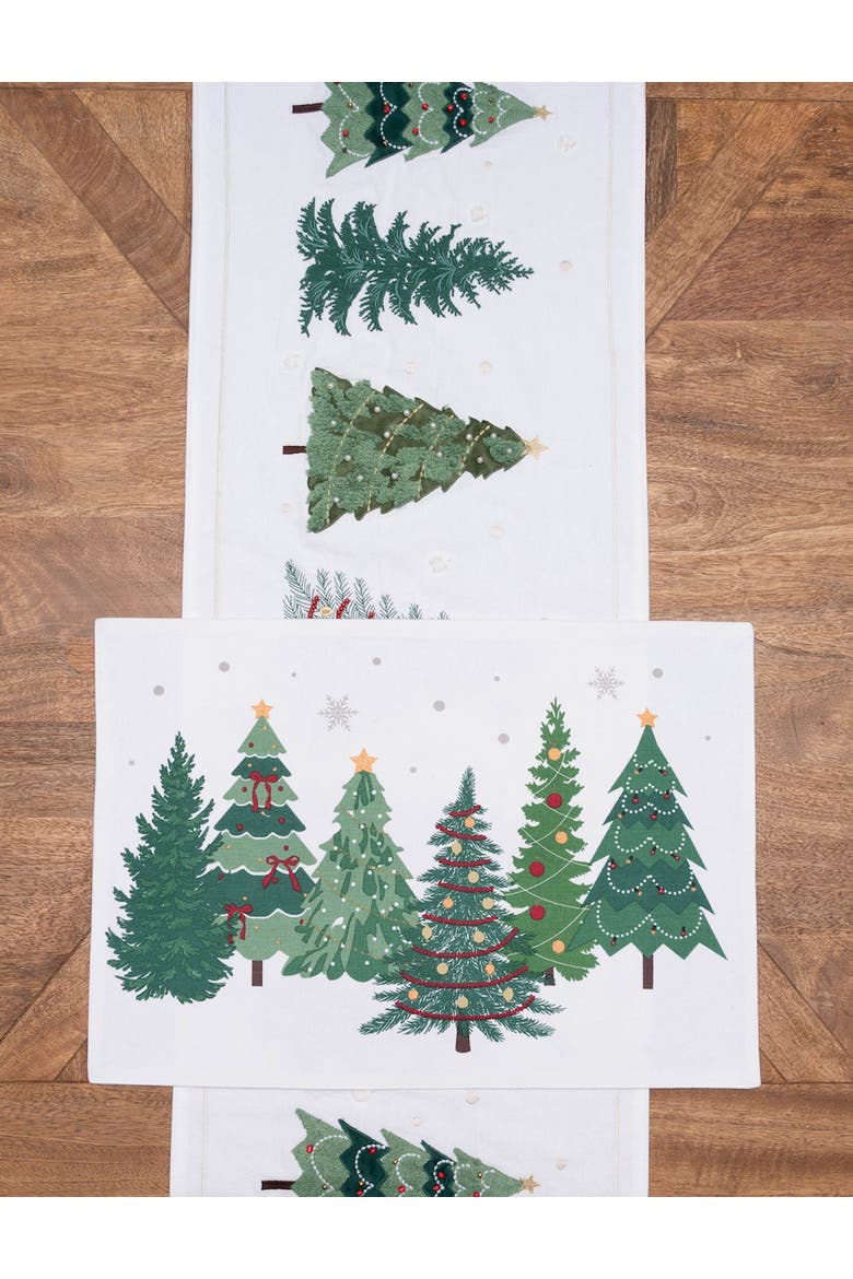 Christmas Forest Botanical Set of 6 Placemats 14" x 20", Alternate, color, Green