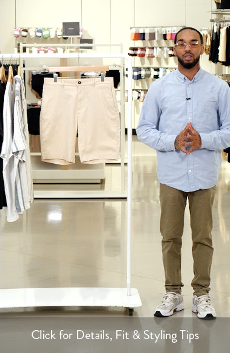 Slim Fit Flat Front Bermuda Chino Shorts, sales video thumbnail