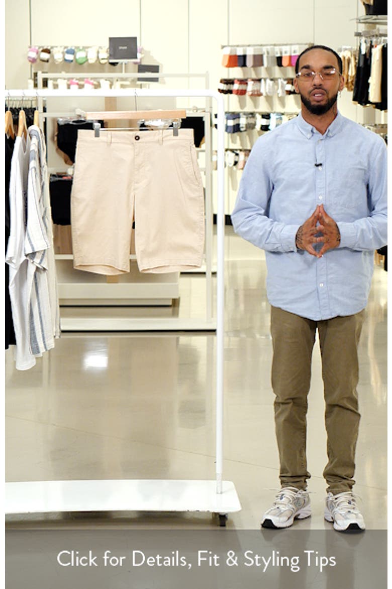 Slim Fit Flat Front Bermuda Chino Shorts video