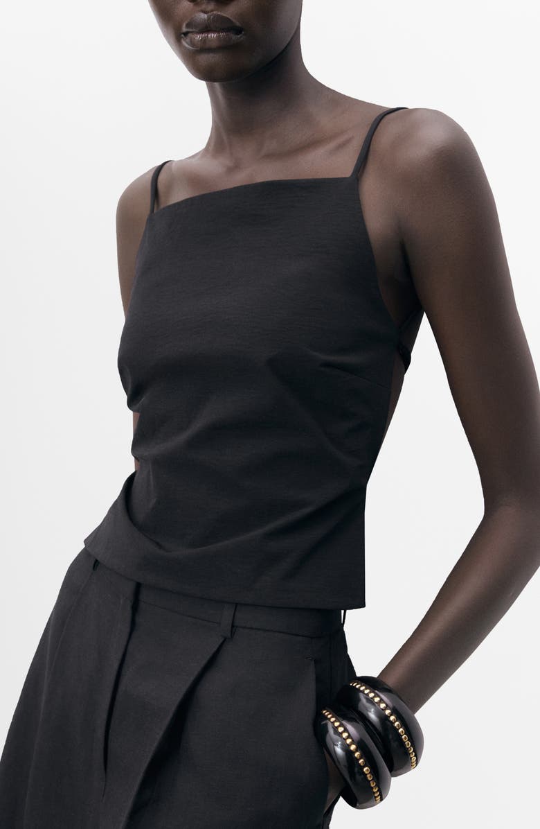 MANGO Square Neck Camisole, Alternate, color, Black