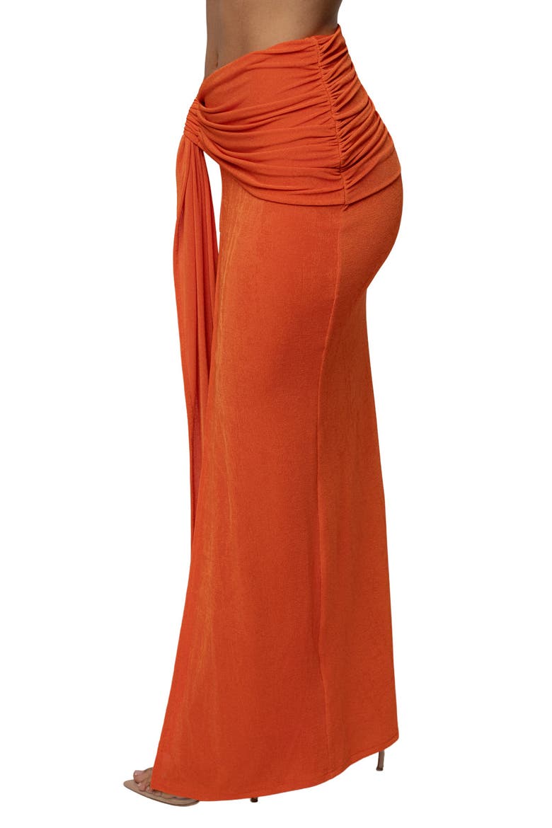 Muse Draped Maxi Skirt, Alternate, color, Orange