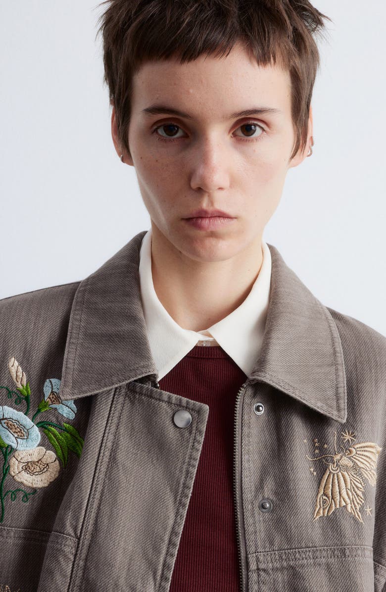 Embroidered Cotton Shirt Jacket