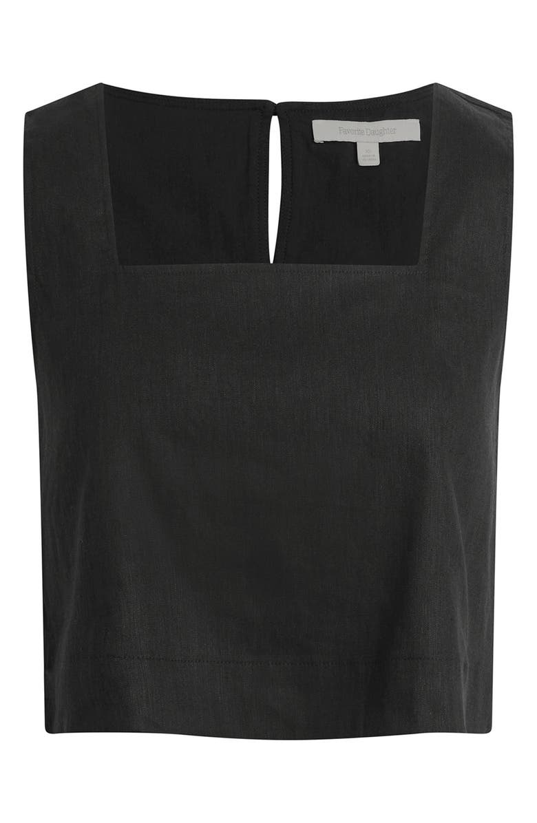 Favorite Daughter The Abby Linen Blend Square Neck Crop Shell, Alternate, color, Black