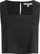 Favorite Daughter The Abby Linen Blend Square Neck Crop Shell