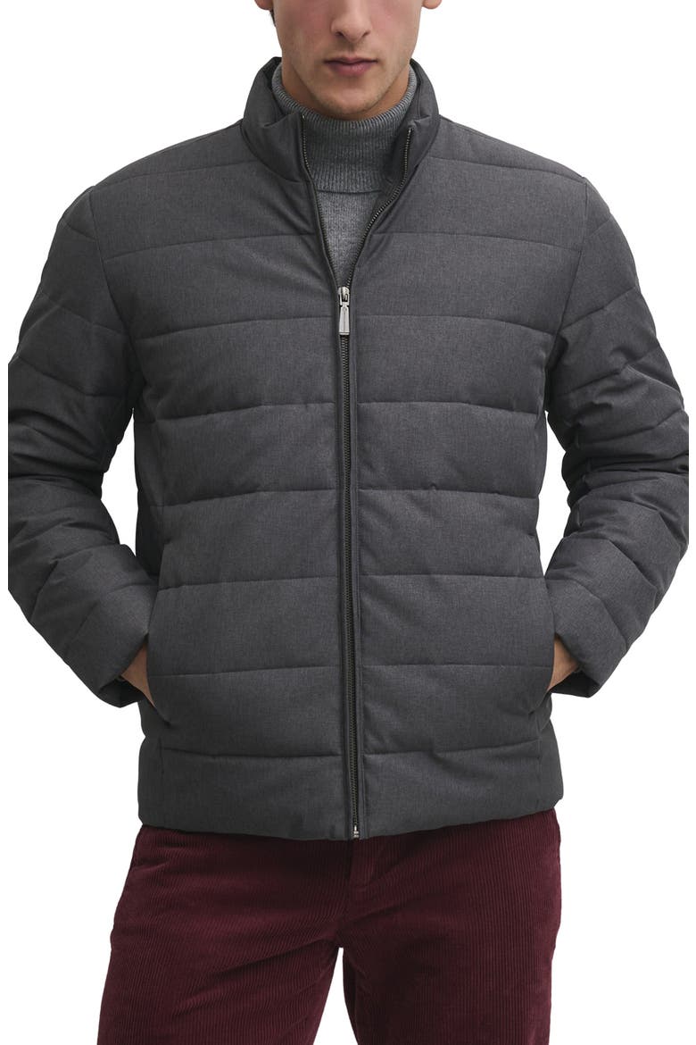 Quilted Stand Collar Jacket, Main, color, GRAY MELANGE
