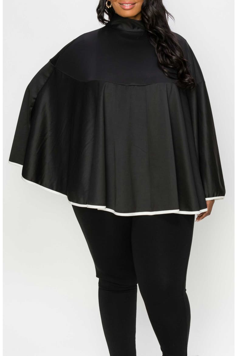 Kadra Ribbon Detail Cape, Main, color, BLACK