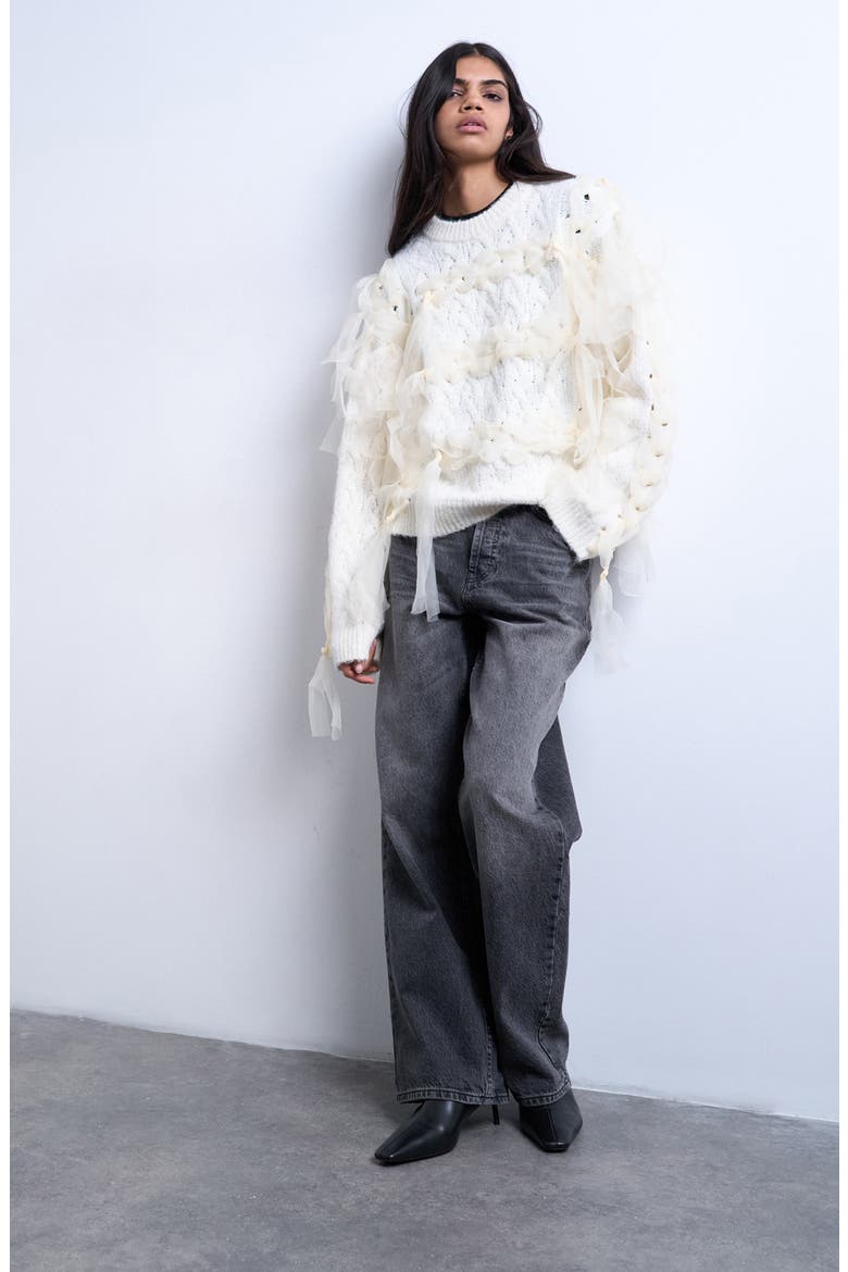 Ribbon Sweater, Main, color, IVORY