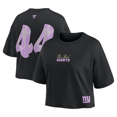 Women's Fanatics Cam Skattebo Black New York Giants Fashion Cropped T-Shirt