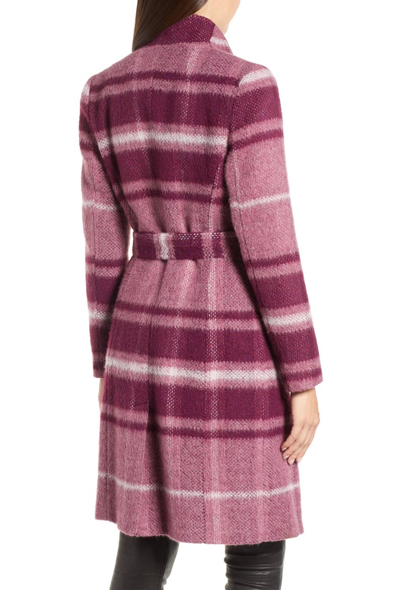 Check Wrap Coat, Alternate, color, MAROON