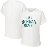 LEAGUE COLLEGIATE WEAR Women's League Collegiate Wear White Michigan State Spartans Slub Rolled Cuff T-Shirt