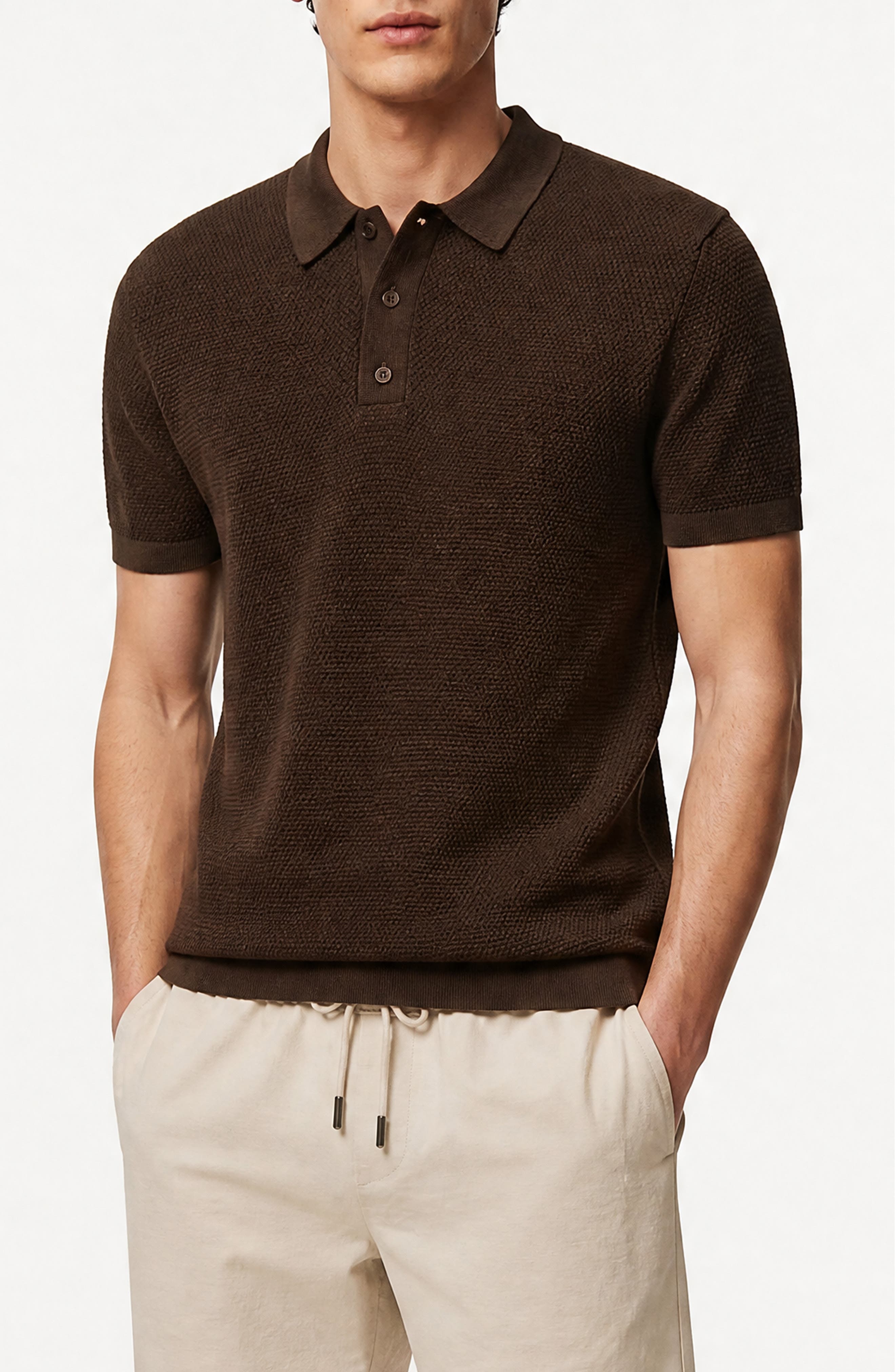 Onia Cotton Textured Knit Polo