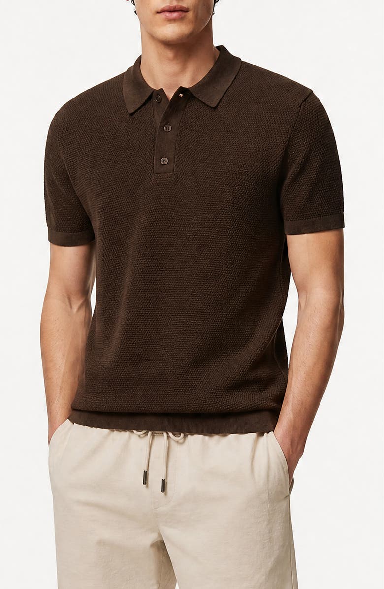 Onia Cotton Textured Knit Polo, Main, color, Kona