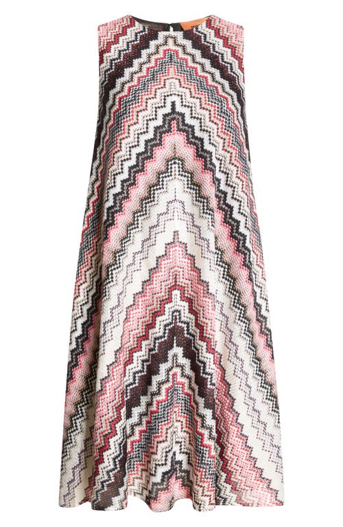 Shop Missoni Zigzag Stripe Sleeveless A-line Dress In Pink/beige Multi