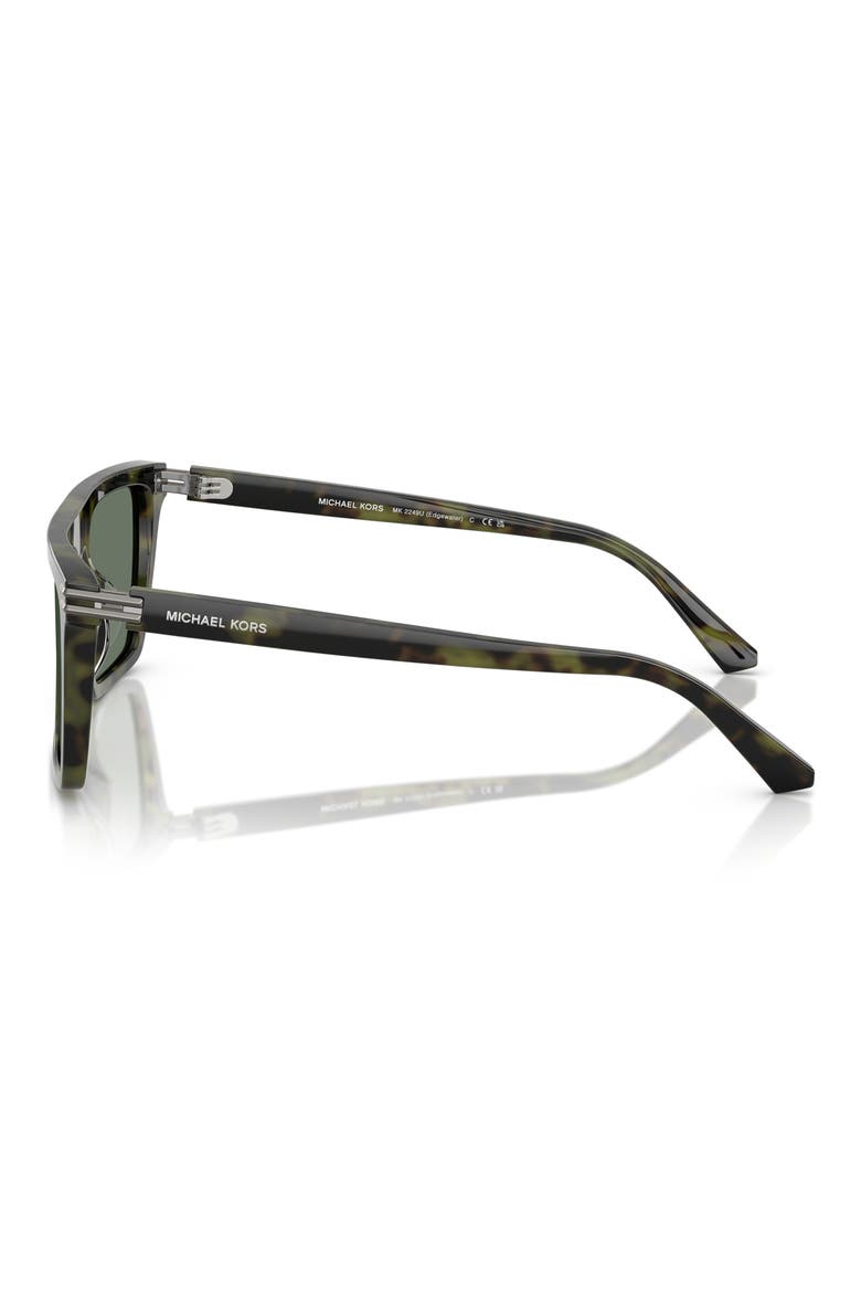 Edgewater 55mm Flat Top Square Sunglasses, Alternate, color, OLIVE TORTOISE / GREEN SOLID