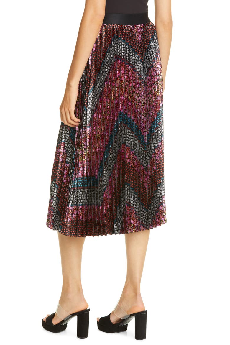 Love Street Floral Chevron Pleated Skirt, Alternate, color, LOVE STREET